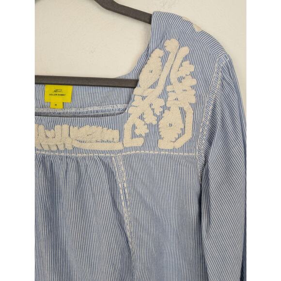 Roberta Roller Rabbit Maru Top Floral Embroidery Balloon Boho Nautical Size M - Picture 3 of 11